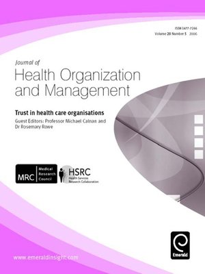 cover image of Journal of Health Organization and Management, Volume 20, Issue 5